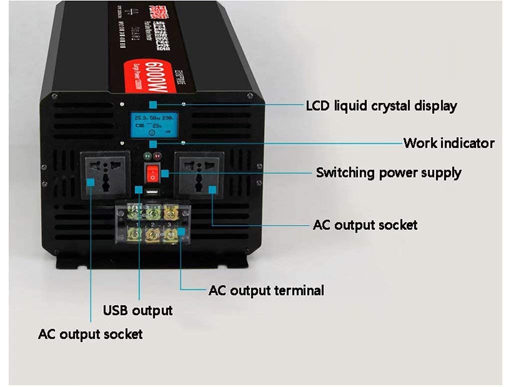 LCD Solar Power Inverter 48V to 110V with Dual AC Outlets
