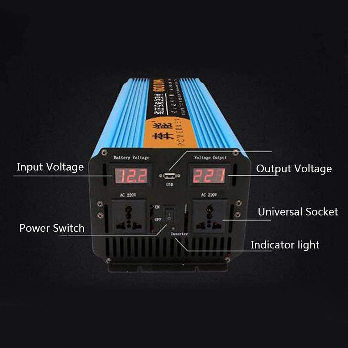 Power Inverter 12V 24V DC to 220V AC with USB and AC Outlets