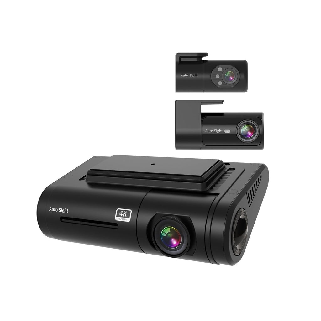 4K Triple-Lens Dash Camera with 2K Rear and Interior Recording