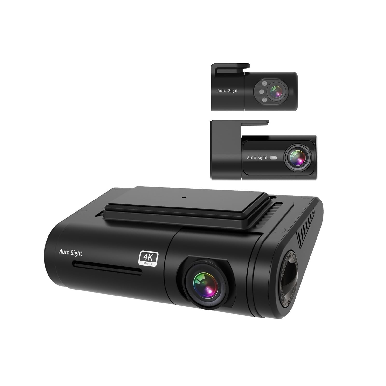 4K Triple-Lens Dash Camera with 2K Rear and Interior Recording
