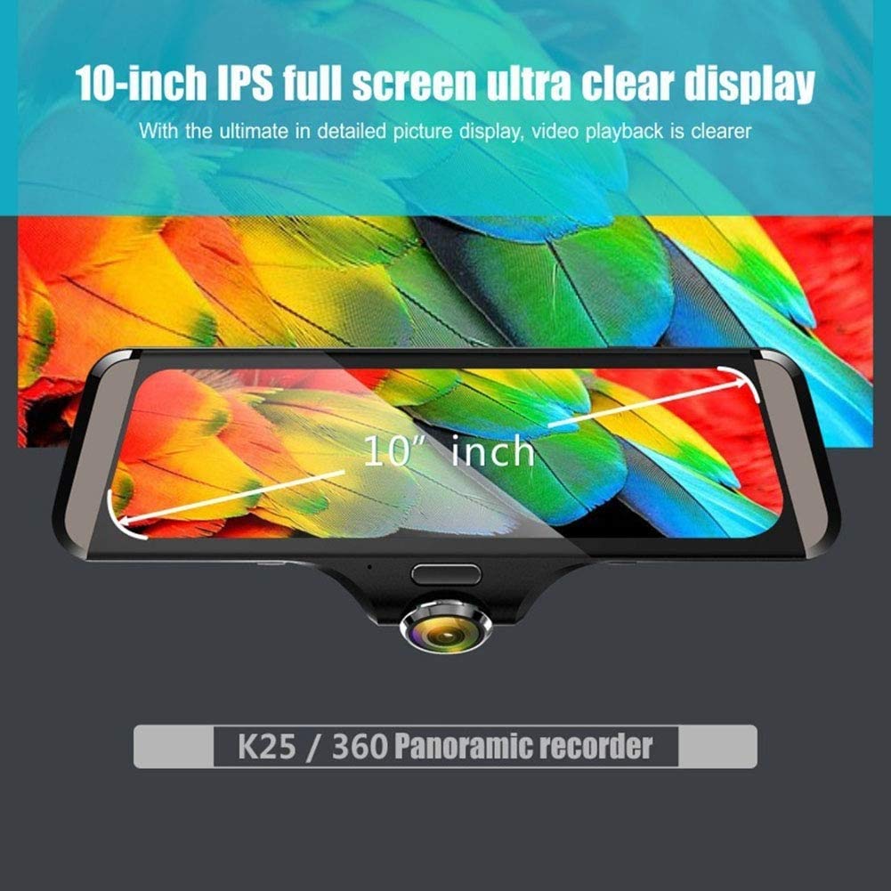 10-Inch 1080P 360° Dual-Lens Dash Camera with GPS and Parking Monitor