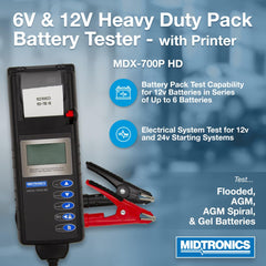 6V 12V Heavy-Duty Battery and Electrical System Analyzer with Printer