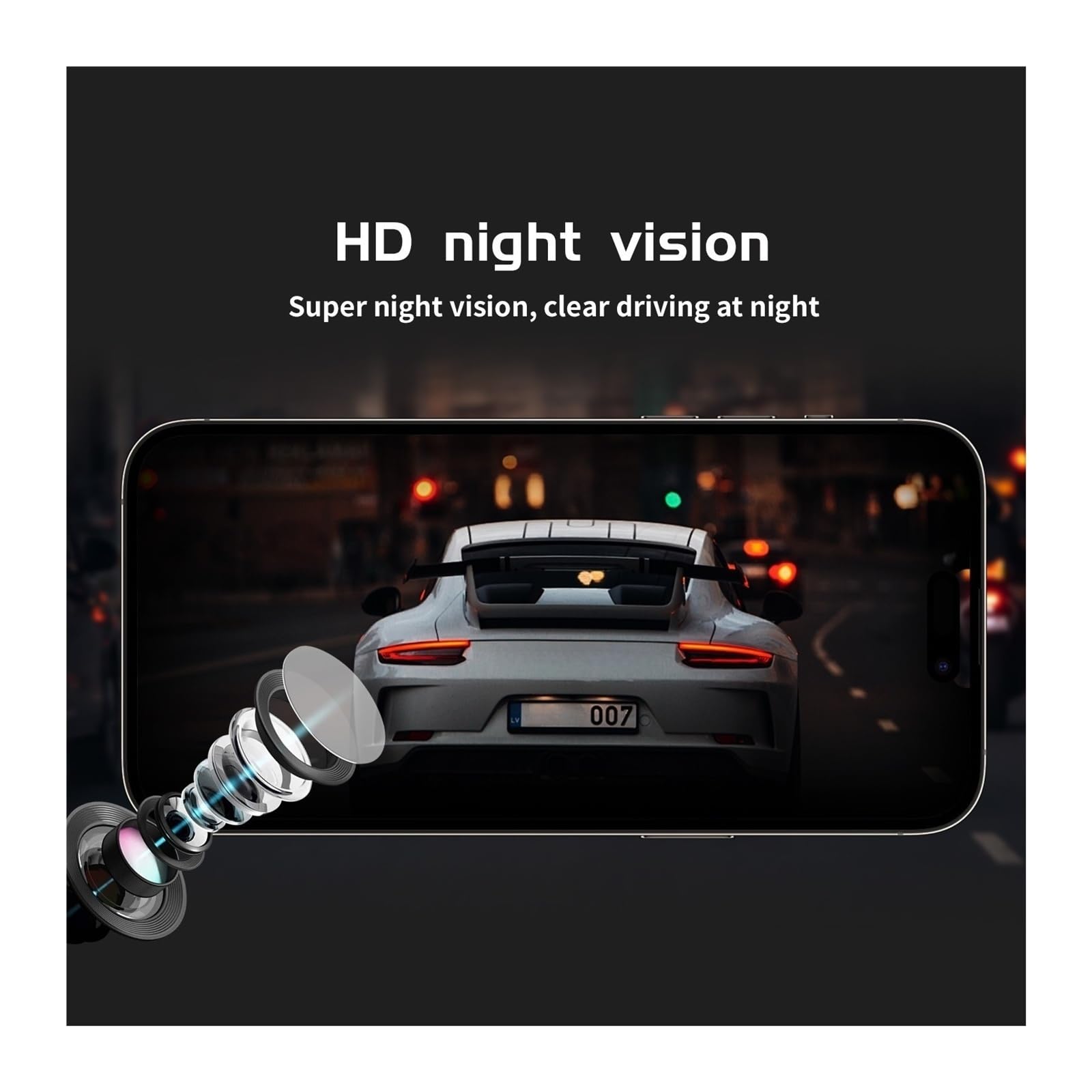 4K Triple-Lens Dash Camera with 2K Rear and Interior Recording