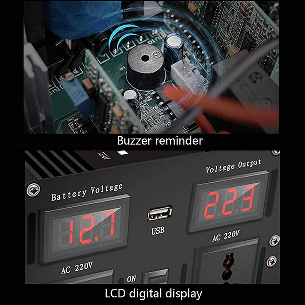 Power Inverter 12V 24V DC to 220V AC with USB and AC Outlets