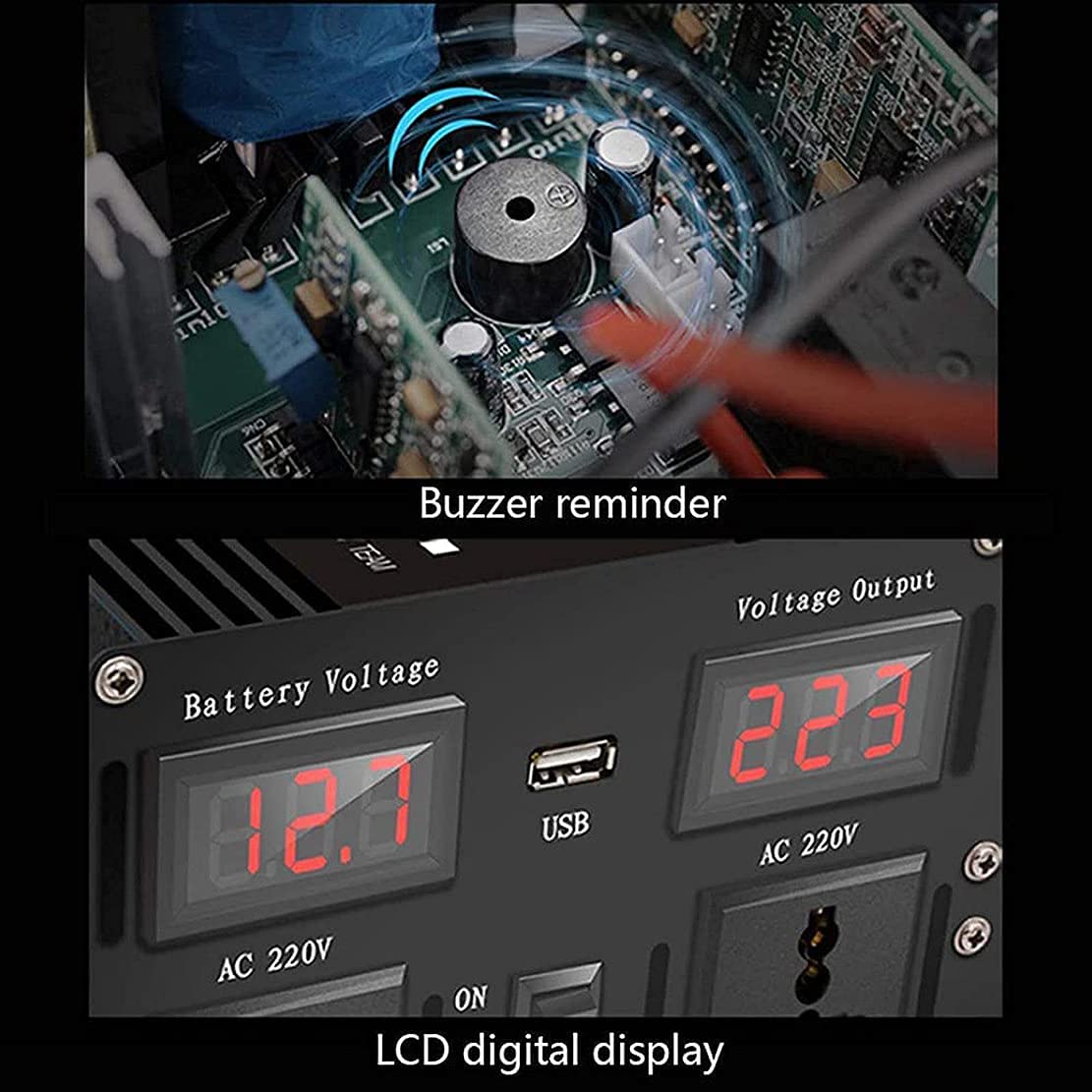 Power Inverter 12V 24V DC to 220V AC with USB and AC Outlets