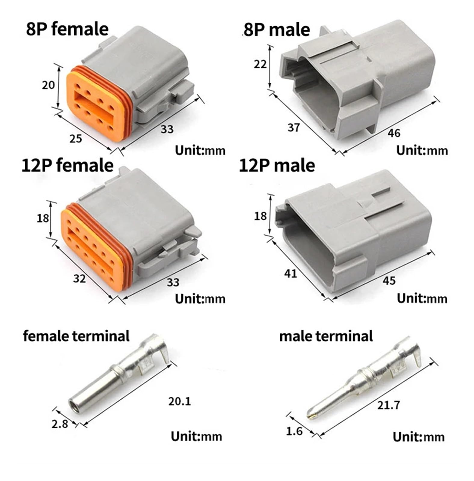 15cm Waterproof DT Wiring Harness Connector