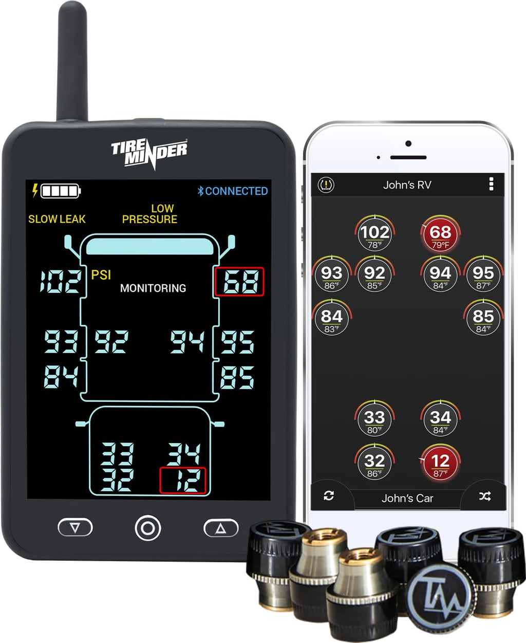 Universal Bluetooth Tire Pressure Monitoring System with 5.5-Inch LCD Display and Six Sensors