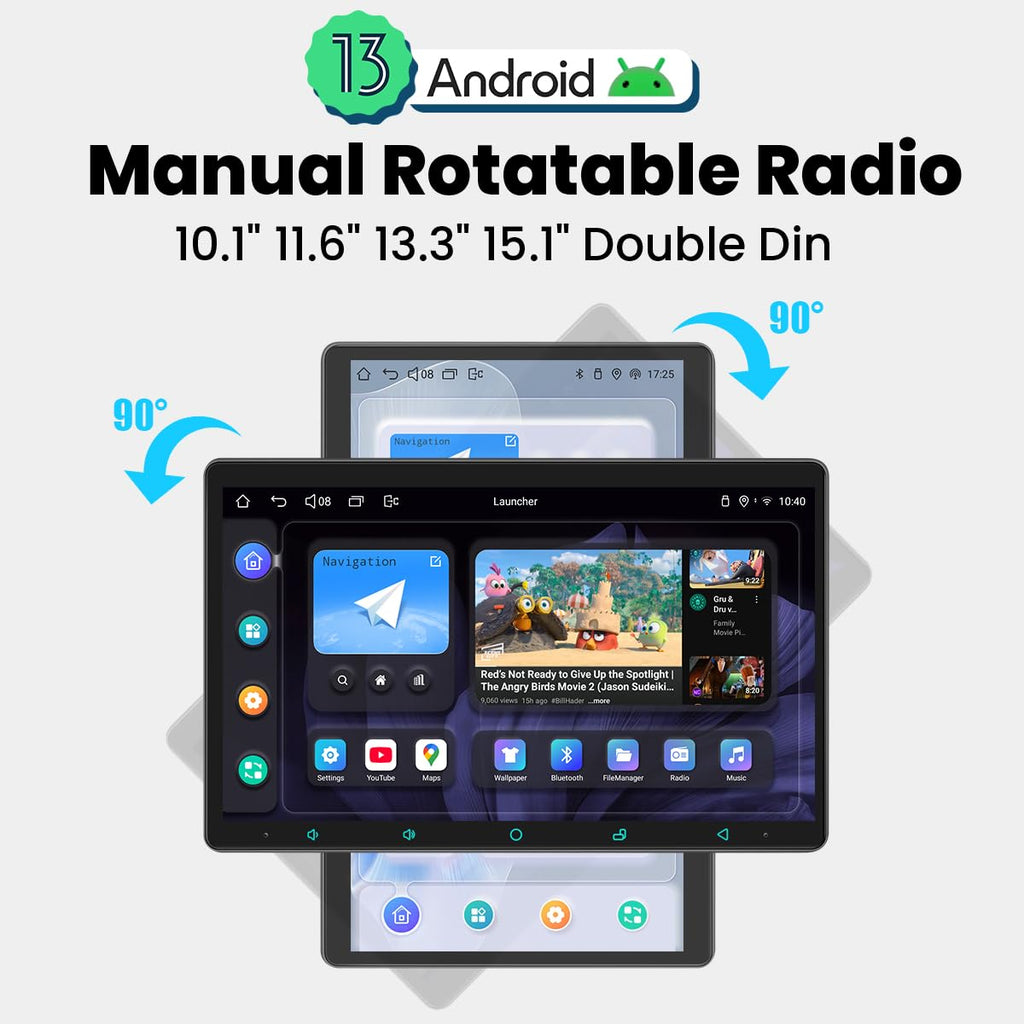 15.1-Inch Android 13 Double DIN Car Stereo with CarPlay Android Auto
