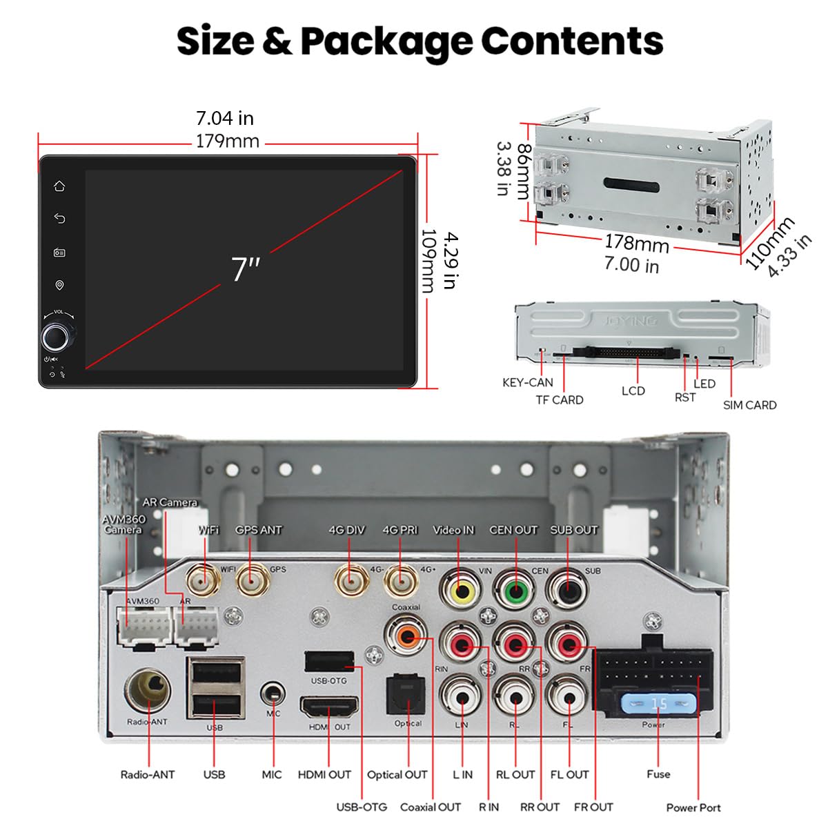 7-Inch Android 13 Double DIN Car Stereo with CarPlay Android Auto