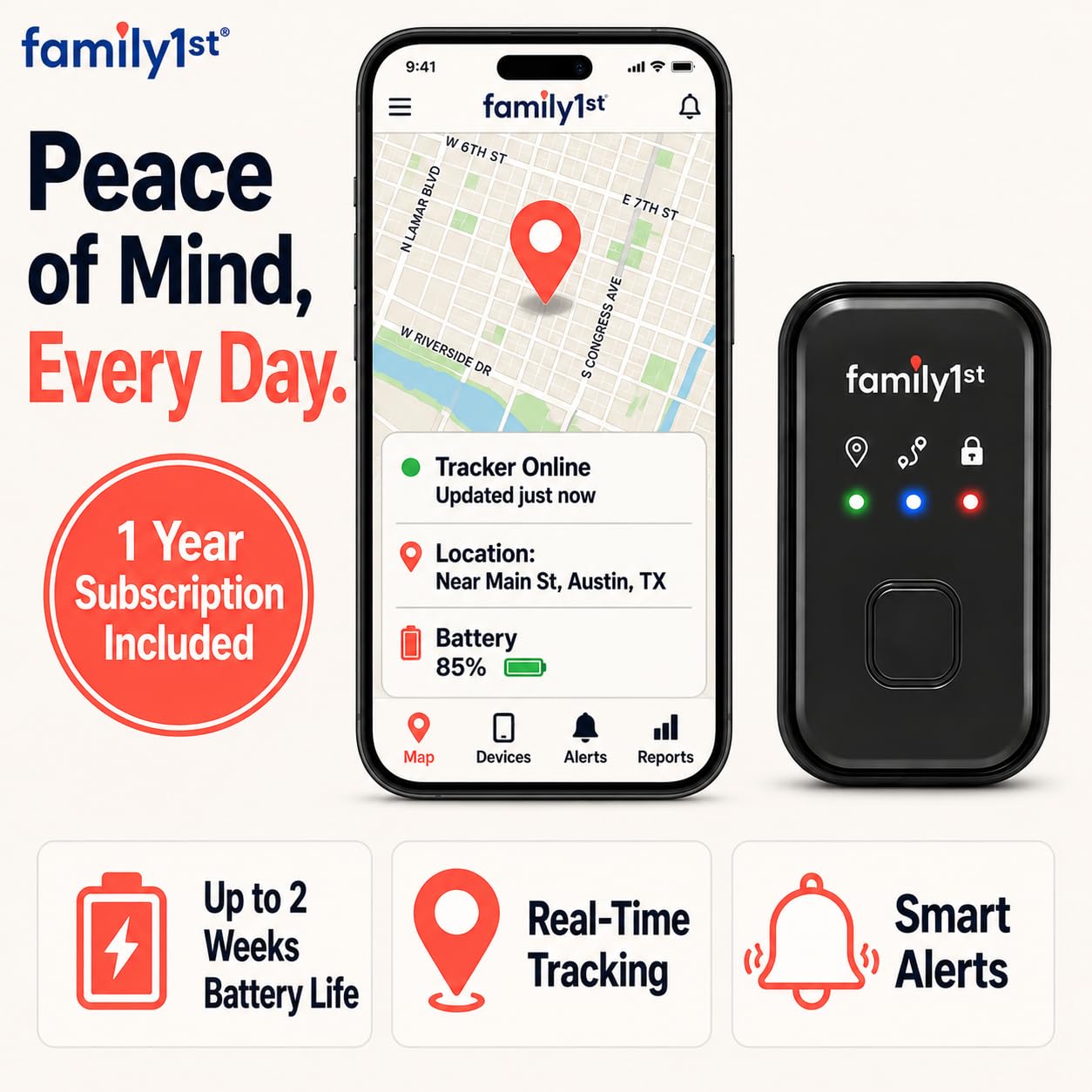 Portable GPS Tracker with 1-Year Subscription