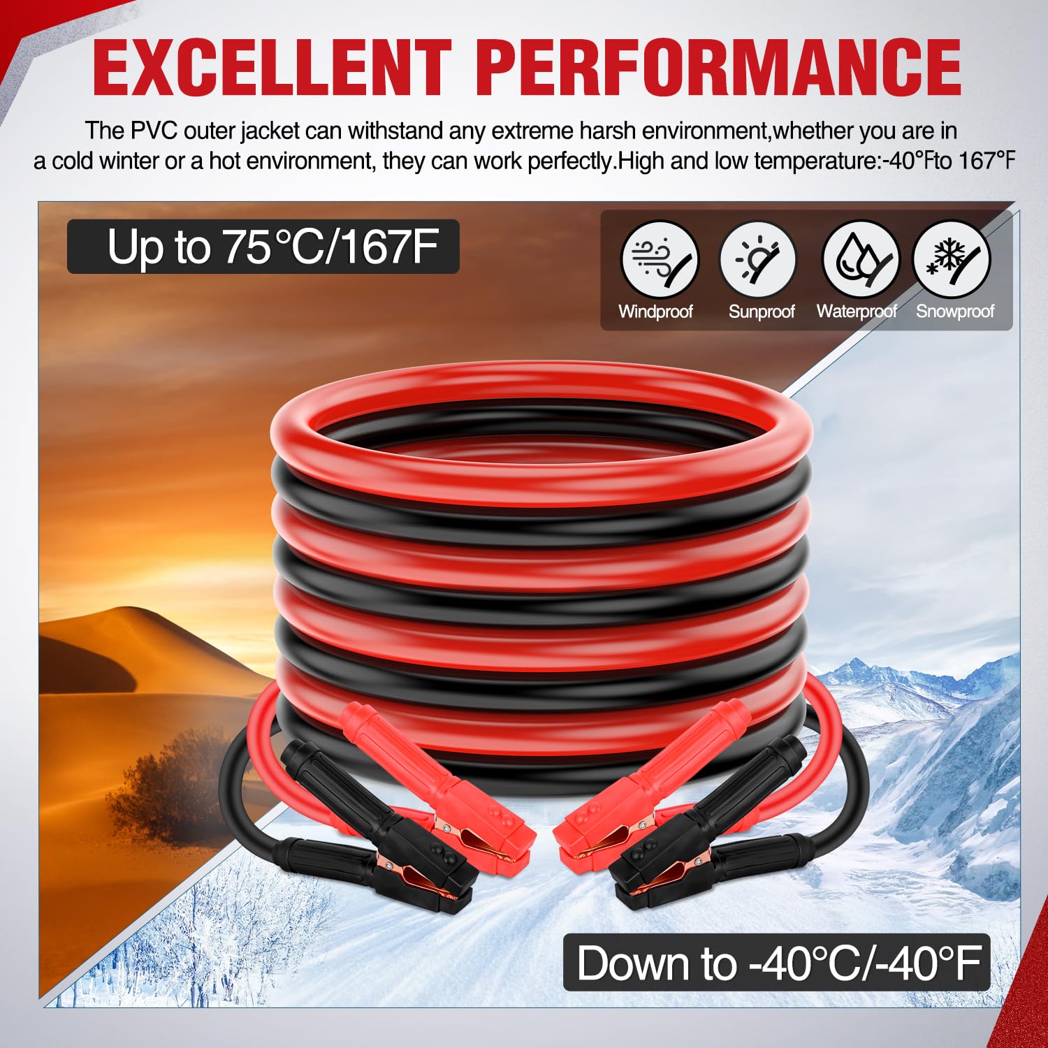 Heavy-Duty Battery Jumper Cables with Carrying Bag