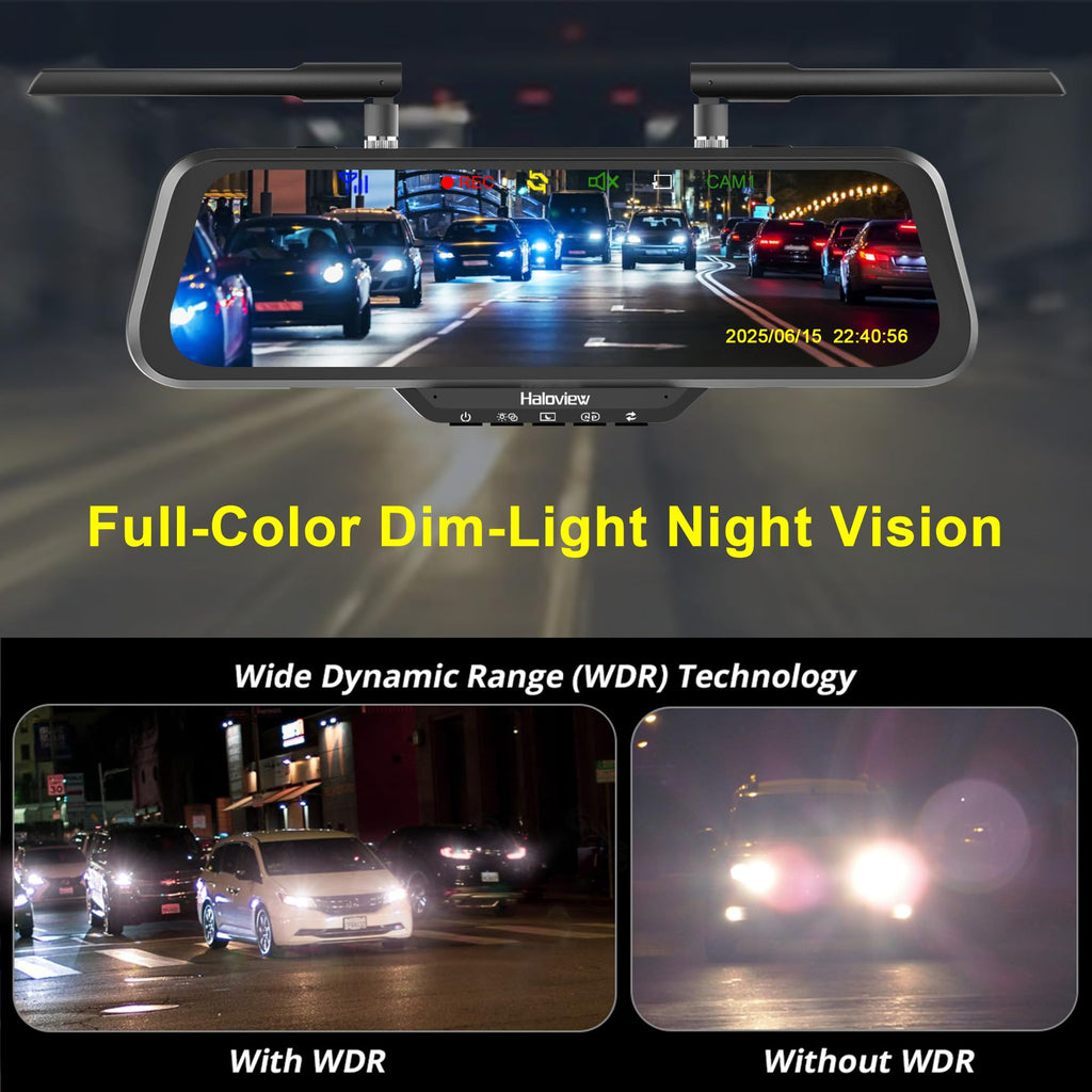 Haloview BT10 TPMS 4 Sensors Wireless Mirror 10" Monitor Backup Camera SYS