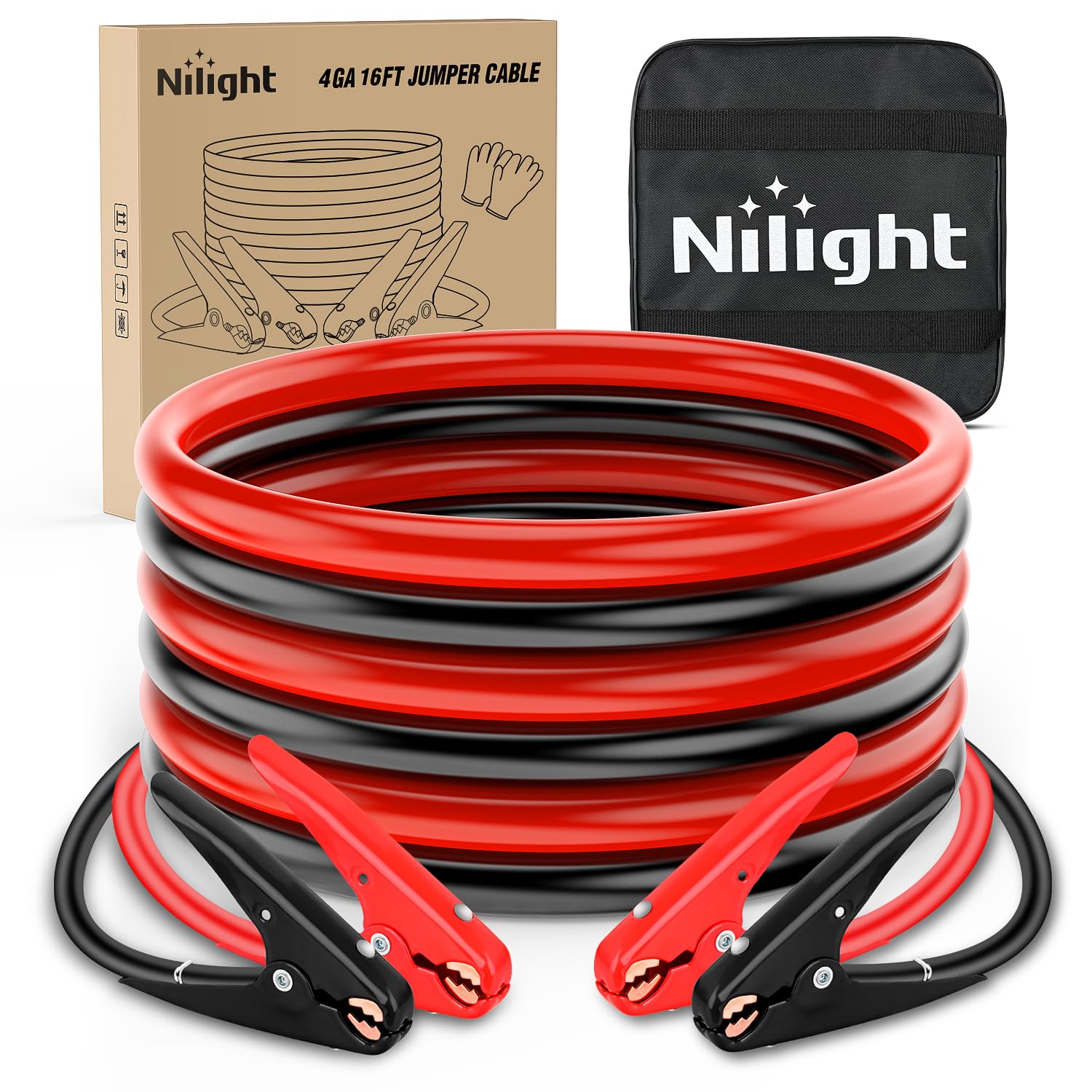 Heavy-Duty Battery Jumper Cables with Carrying Bag