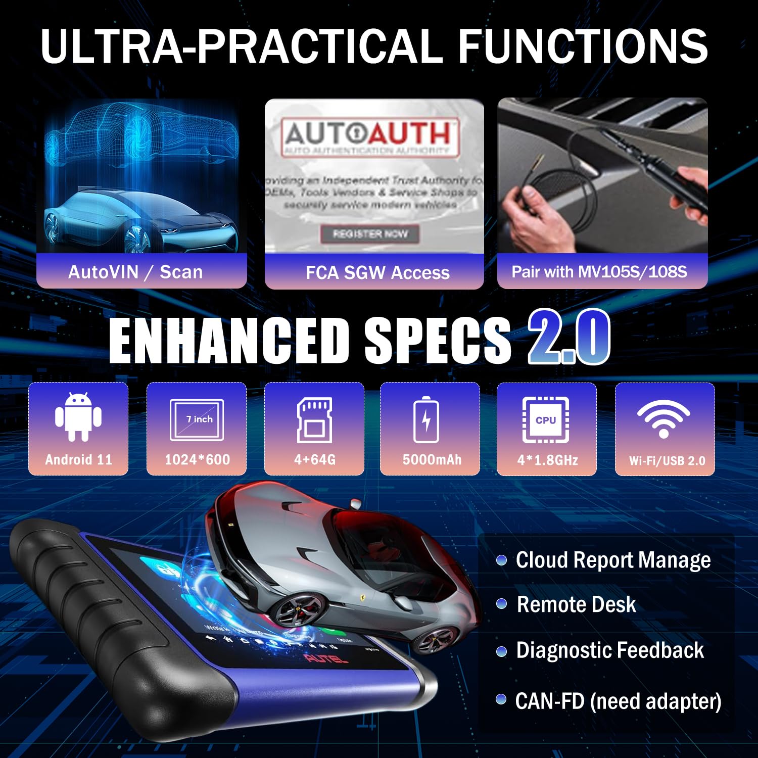 OE-Level Automotive Diagnostic Scanner with 40+ Service Functions