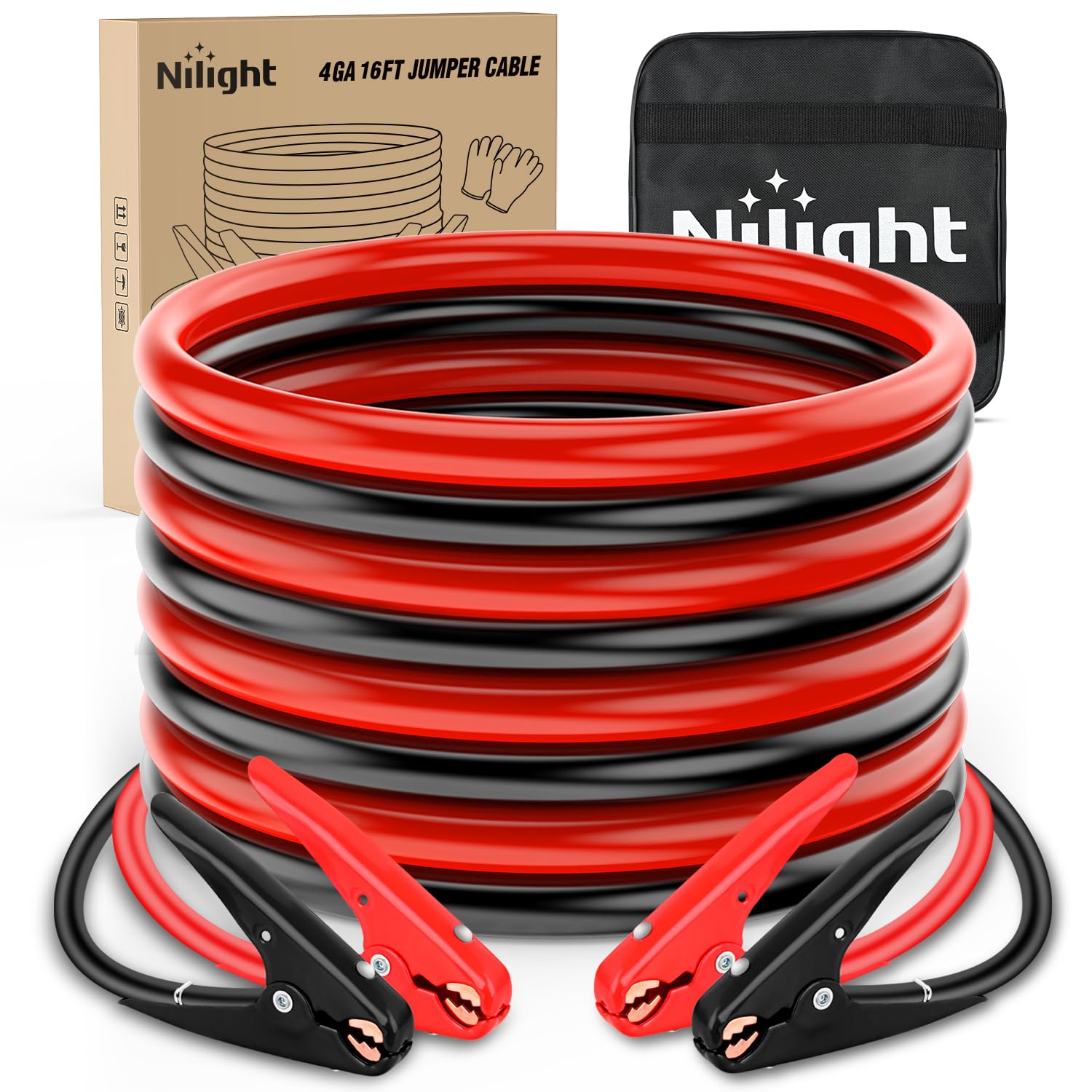 Heavy-Duty Battery Jumper Cables with Carrying Bag
