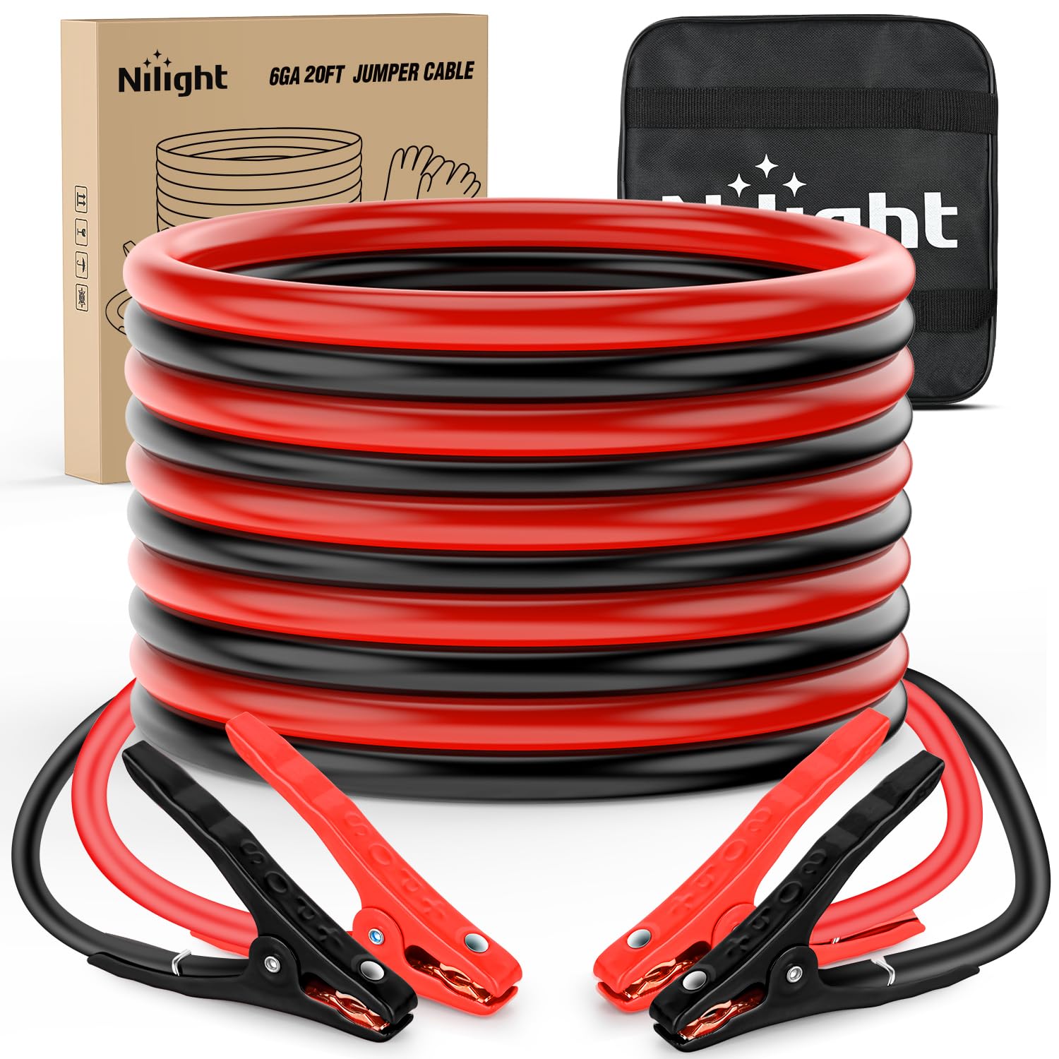 Heavy-Duty Battery Jumper Cables with Carrying Bag
