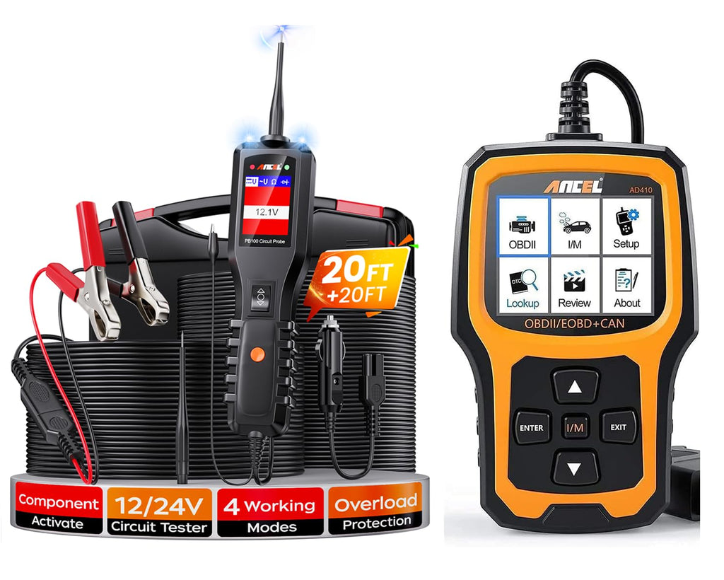 ANCEL AD410 Enhanced OBD2 Scanner + ANCEL PB100 Automotive Power Circuit Probe