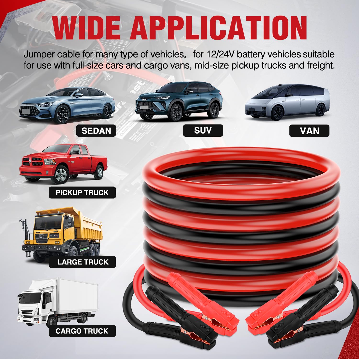 Heavy-Duty Battery Jumper Cables with Carrying Bag
