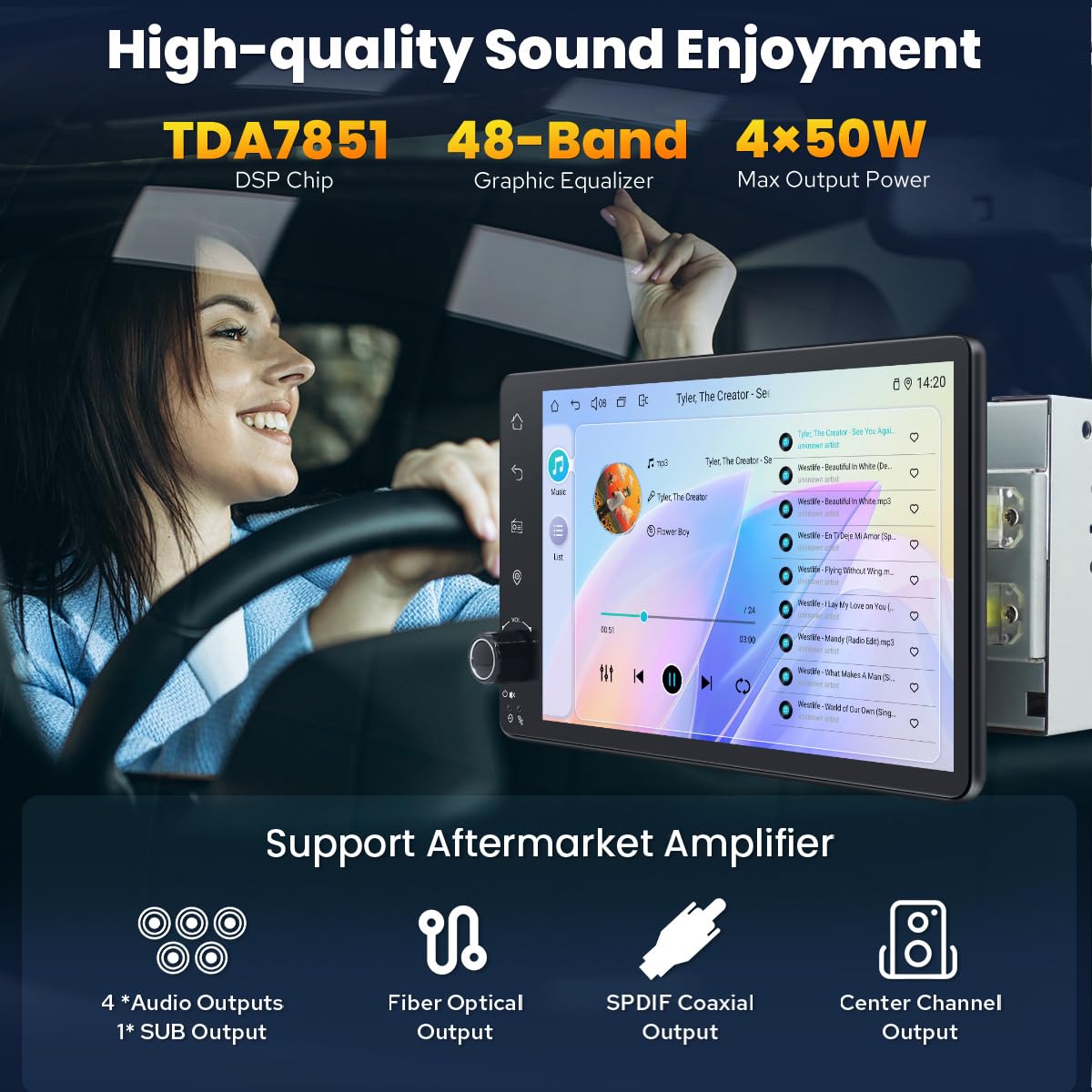 7-Inch Android 13 Double DIN Car Stereo with CarPlay Android Auto