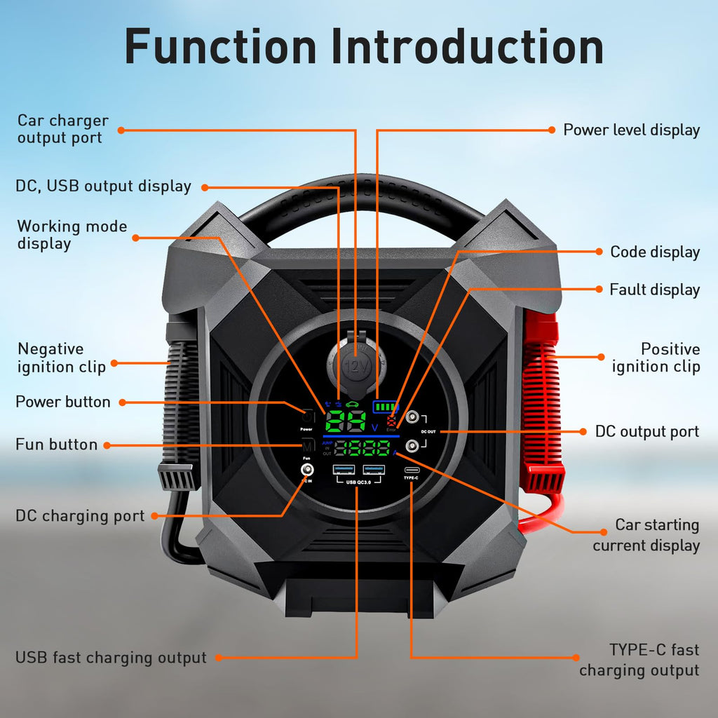 30000A 12V 24V Lithium Jump Starter for Gas and Diesel Engines