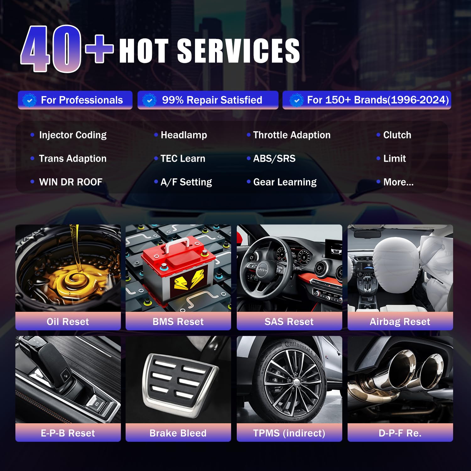 OE-Level Automotive Diagnostic Scanner with 40+ Service Functions