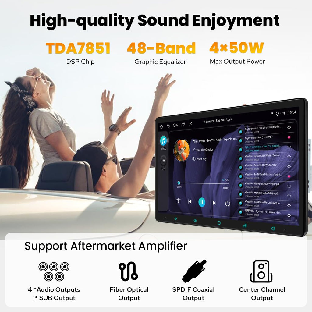 15.1-Inch Android 13 Double DIN Car Stereo with CarPlay Android Auto