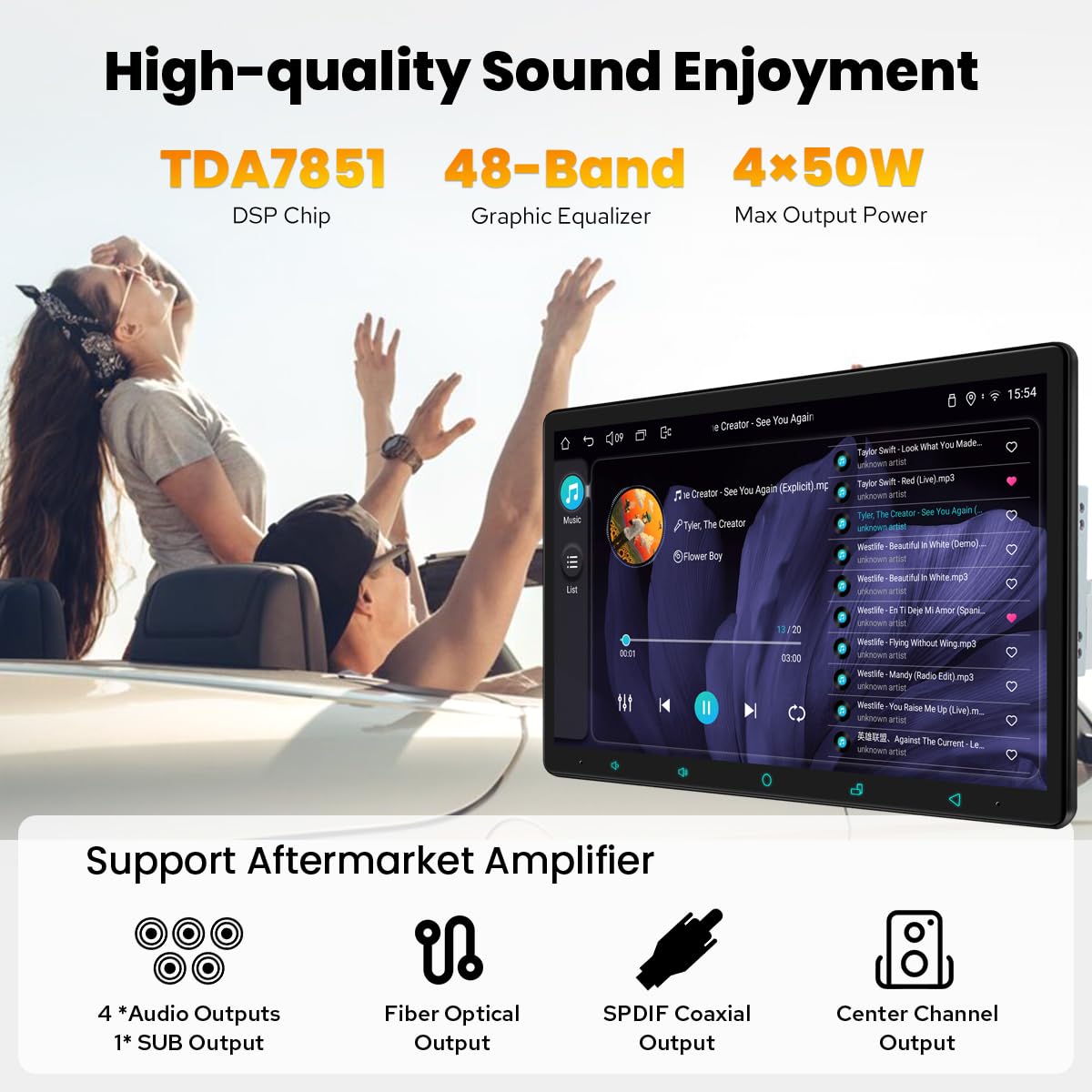 15.1-Inch Android 13 Double DIN Car Stereo with CarPlay Android Auto