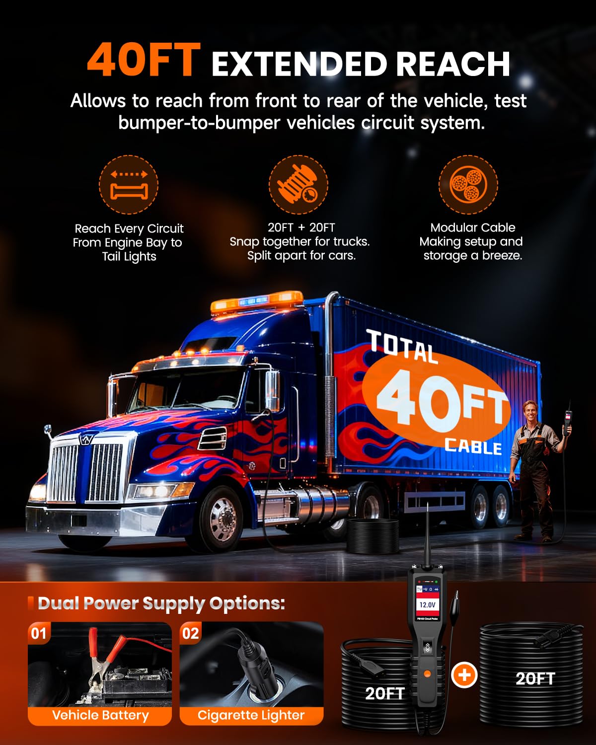 ANCEL AD410 Enhanced OBD2 Scanner + ANCEL PB100 Automotive Power Circuit Probe