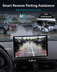 11 Inch Wireless CarPlay and Android Auto Display with 4K Dash Cam and Rear Camera