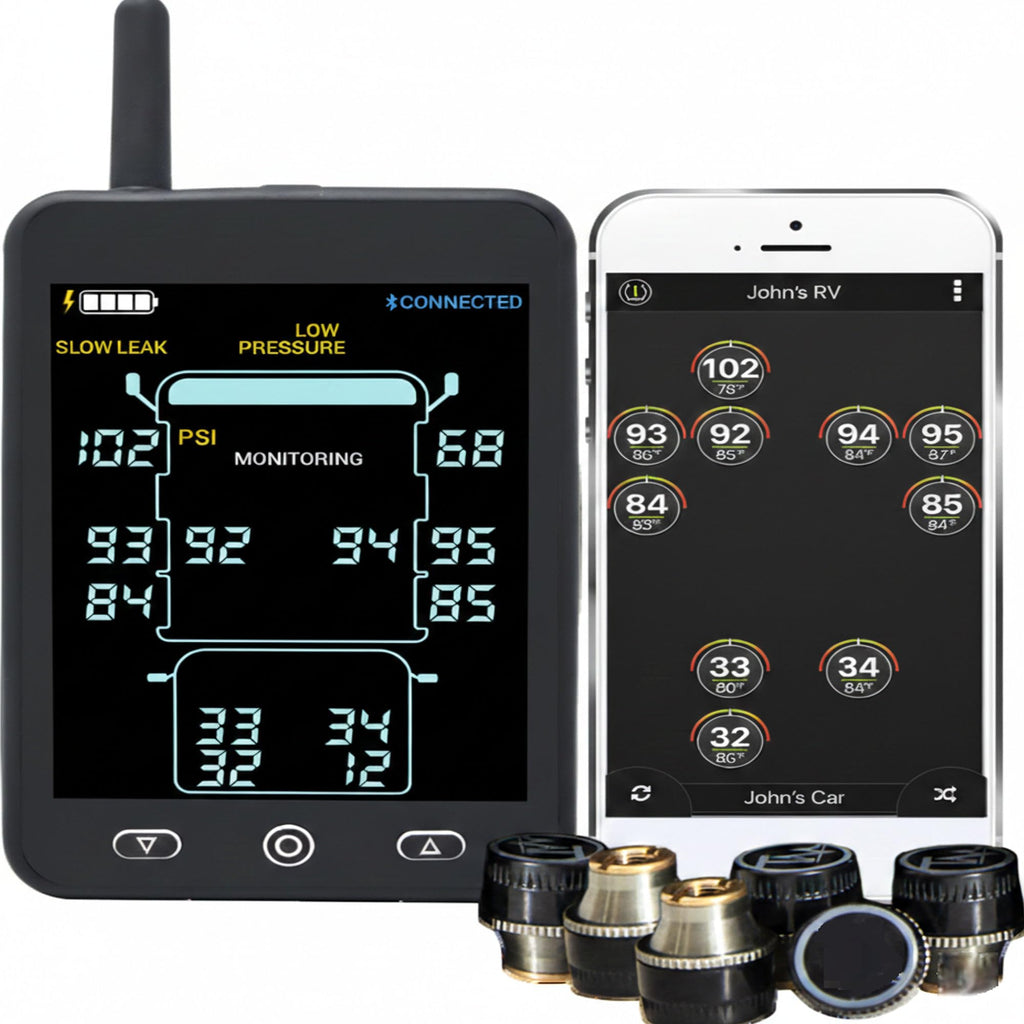 Universal Bluetooth Tire Pressure Monitoring System with 5.5-Inch LCD Display and Six Sensors