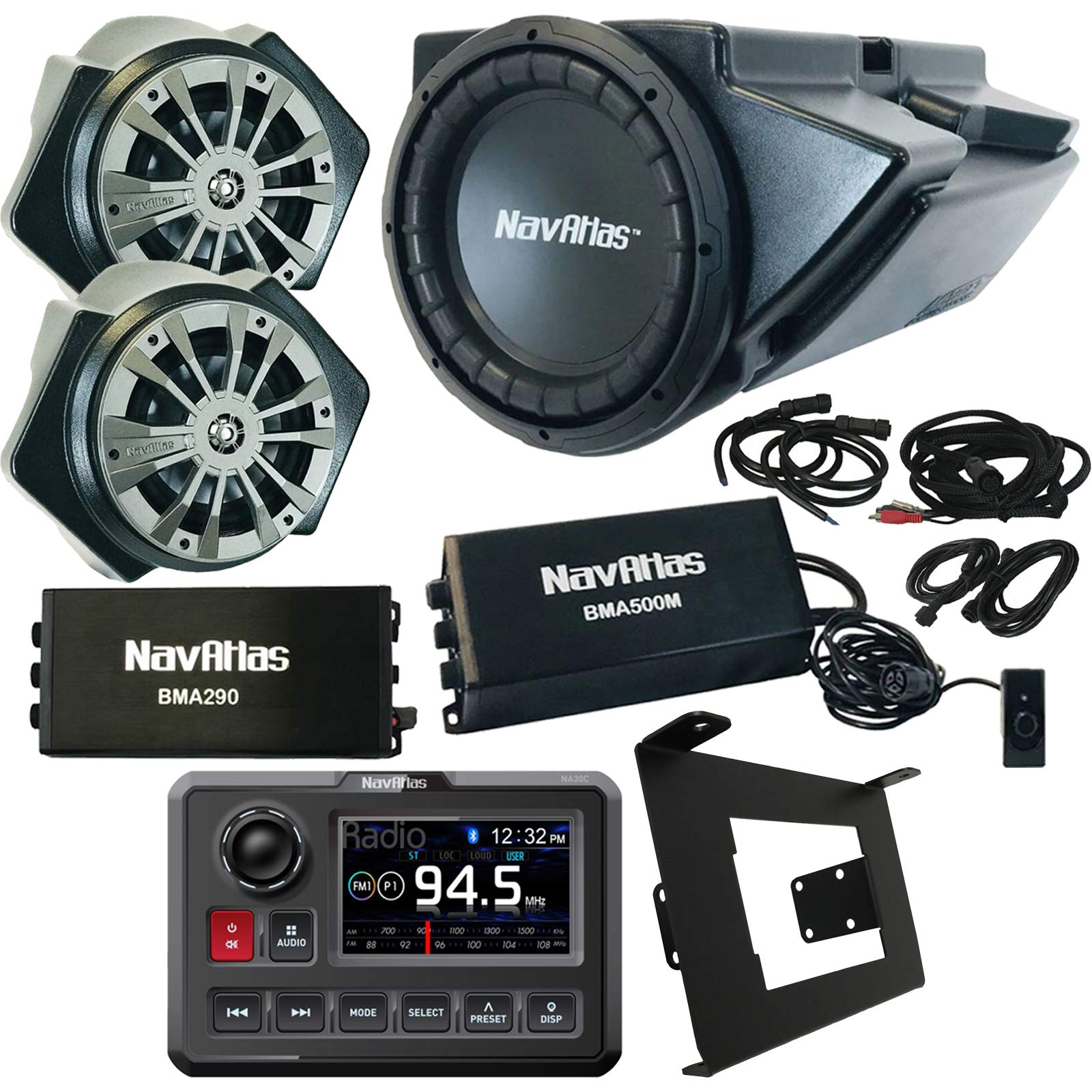 Waterproof Digital Media Receiver with 6.5-Inch Speakers 10-Inch Subwoofer and Amplifiers