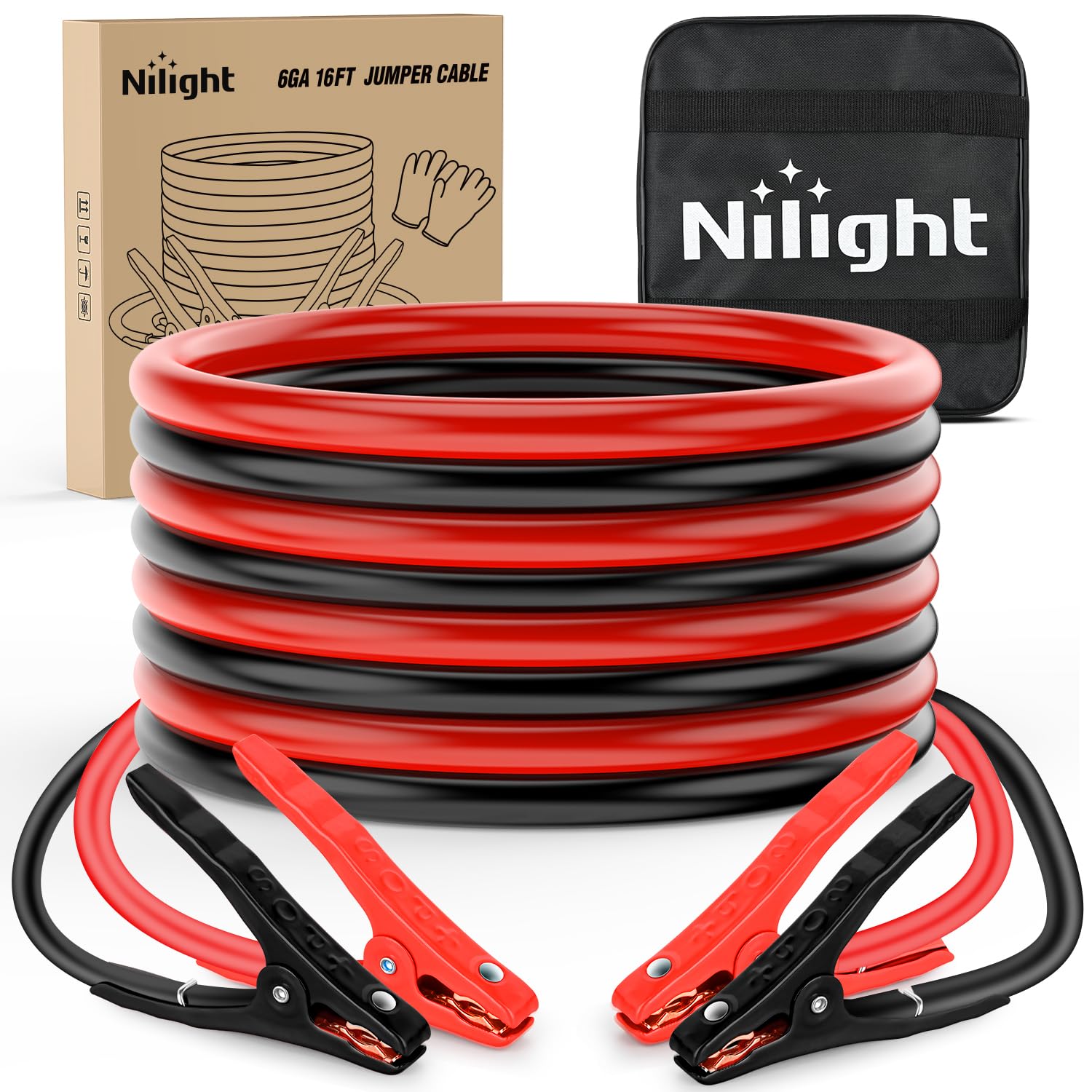 Heavy-Duty Battery Jumper Cables with Carrying Bag