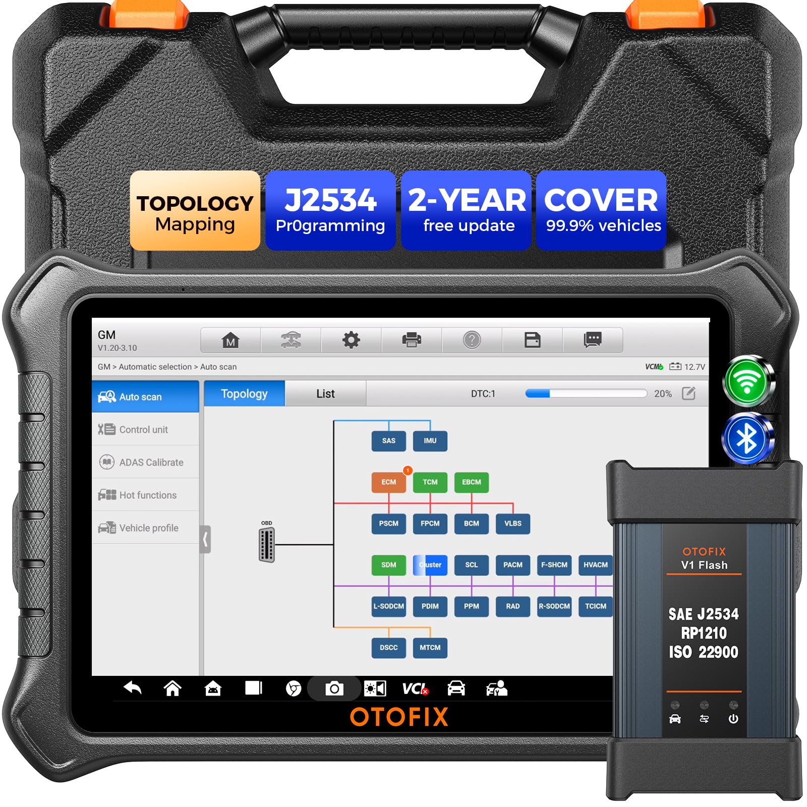 J2534 Bidirectional OBD2 Diagnostic Scanner with ECU Coding and 40+ Services