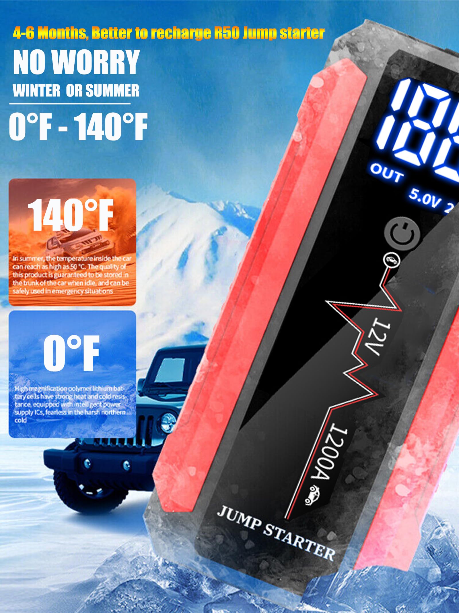 Heavy-Duty 12V 24V Lithium Truck Jump Starter