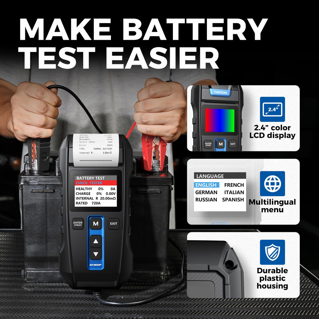 12V 24V Digital Battery Load Tester with Built-In Printer