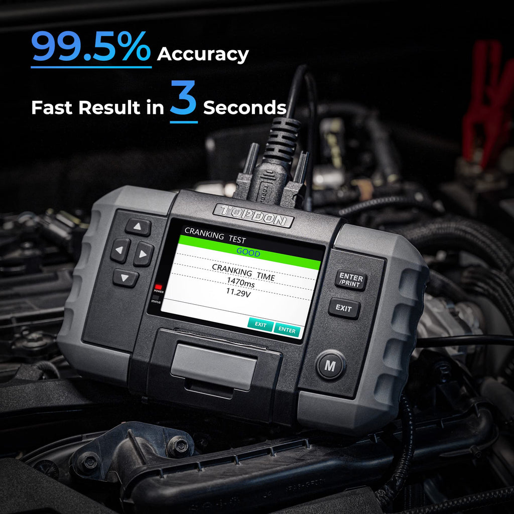 TOPDON BT600 12V 24V Car Battery Tester, 3.5" Screen with Built-in Printer