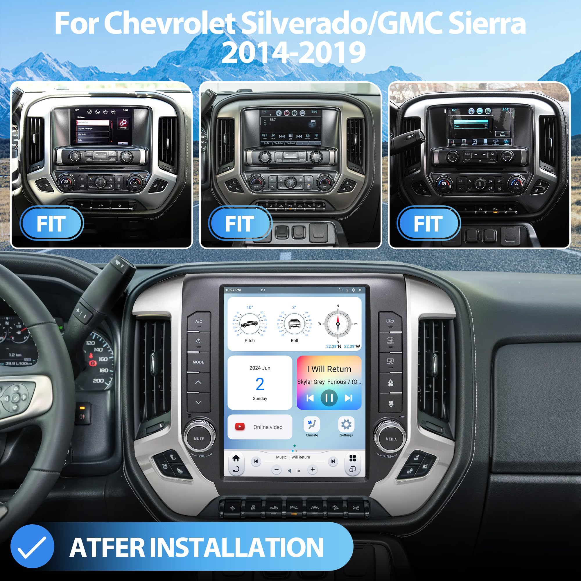 LINKSWELL GEN6 T-Style Car Radio for Chevrolet Silverado& Sierra 2014-2021