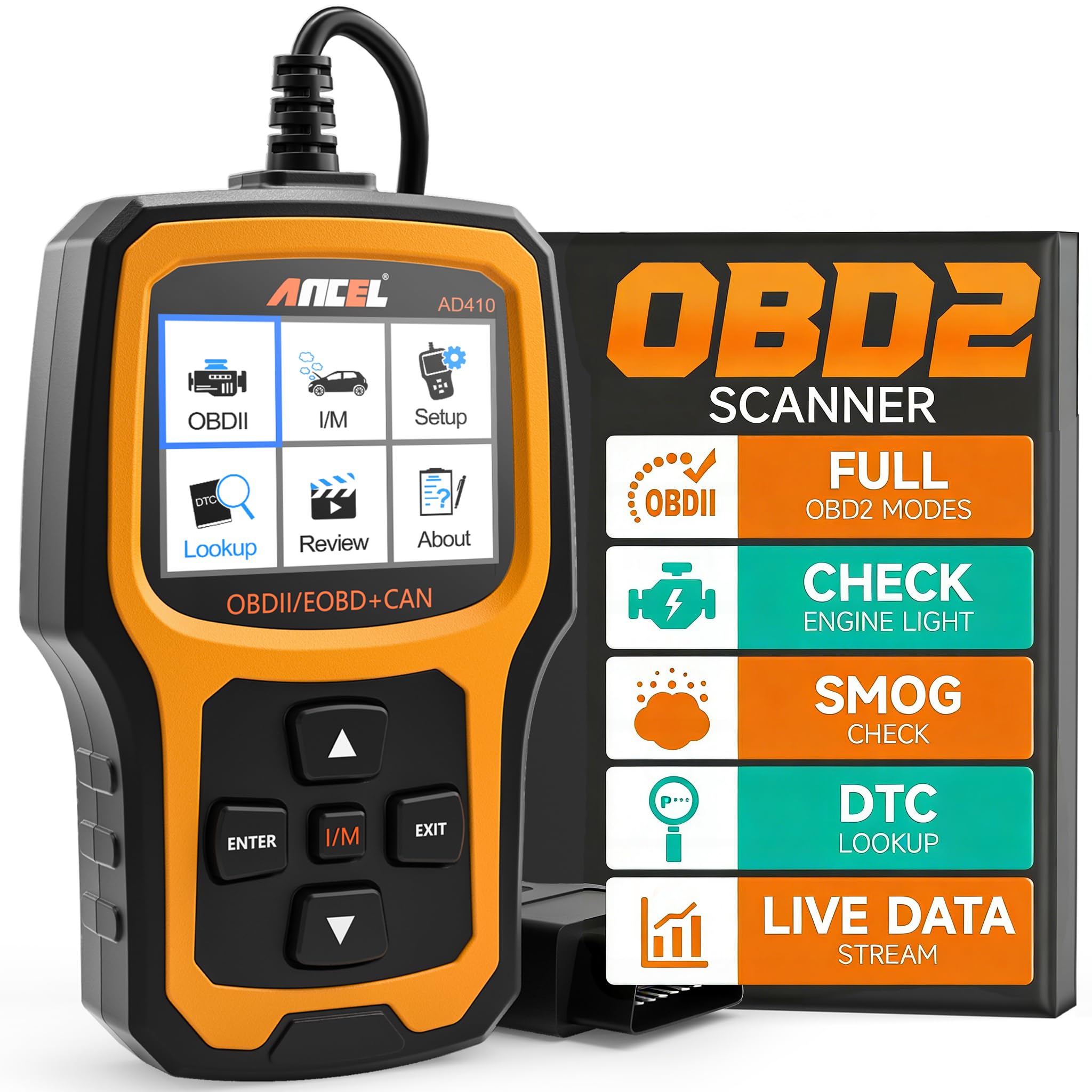ANCEL AD410 Enhanced OBD2 Scanner + ANCEL PB100 Automotive Power Circuit Probe