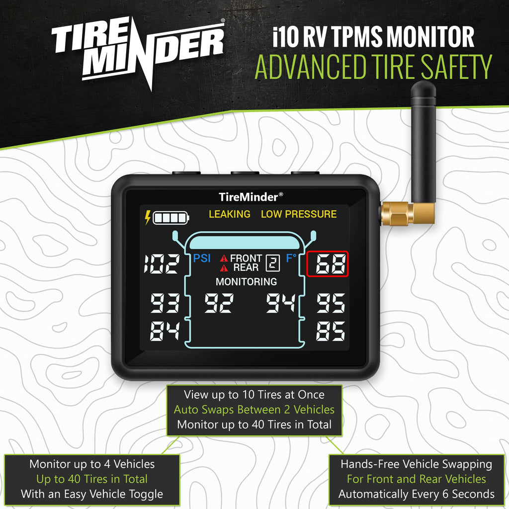 Tire Pressure Monitoring System with 3.15-Inch LCD Display and 10 Sensors
