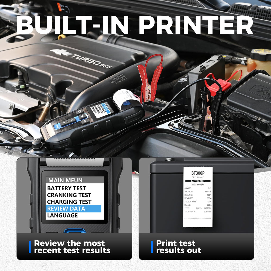 12V 24V Digital Battery Load Tester with Built-In Printer