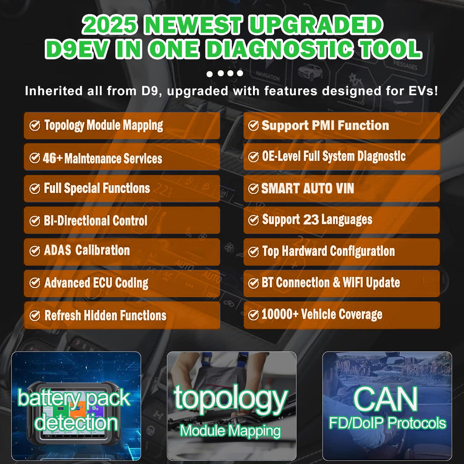 XTOOL D9EV Scan Tool High Voltage System/Battery Pack Analysis