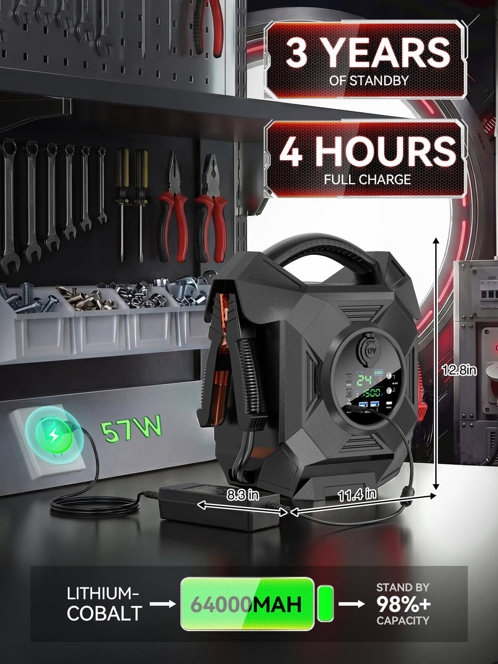 Heavy-Duty 12V 24V Lithium Truck Jump Starter