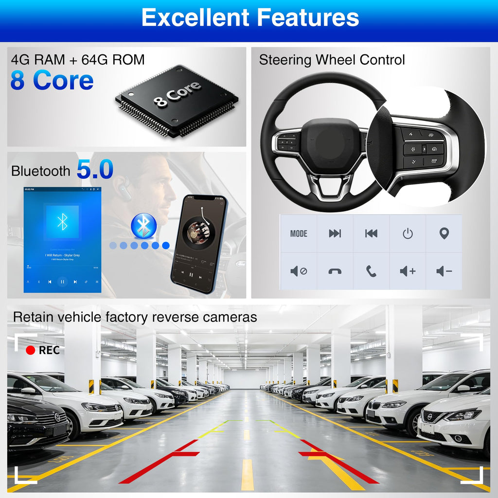 12.1-Inch Android Car Stereo with Wireless CarPlay for Dodge RAM