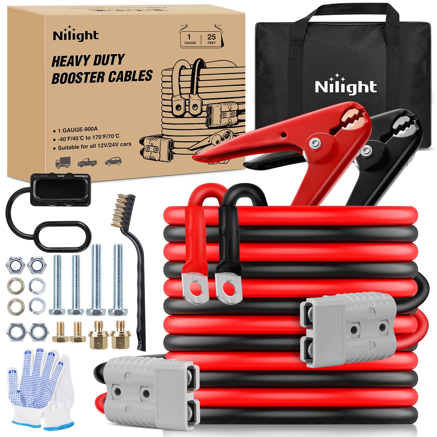 Heavy-Duty Battery Jumper Cables with Carrying Bag