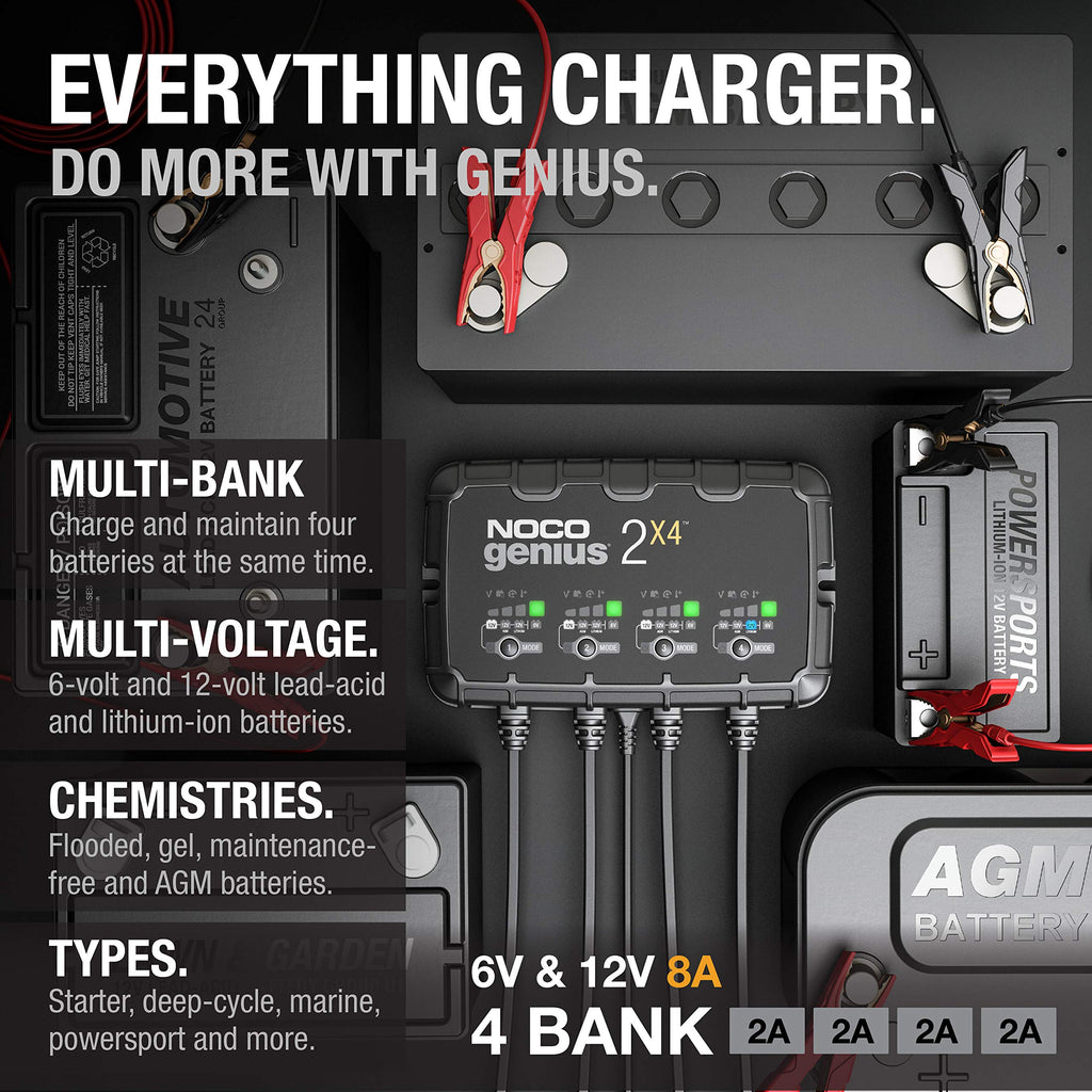 4-Bank 6V 12V Smart Battery Charger and Maintainer